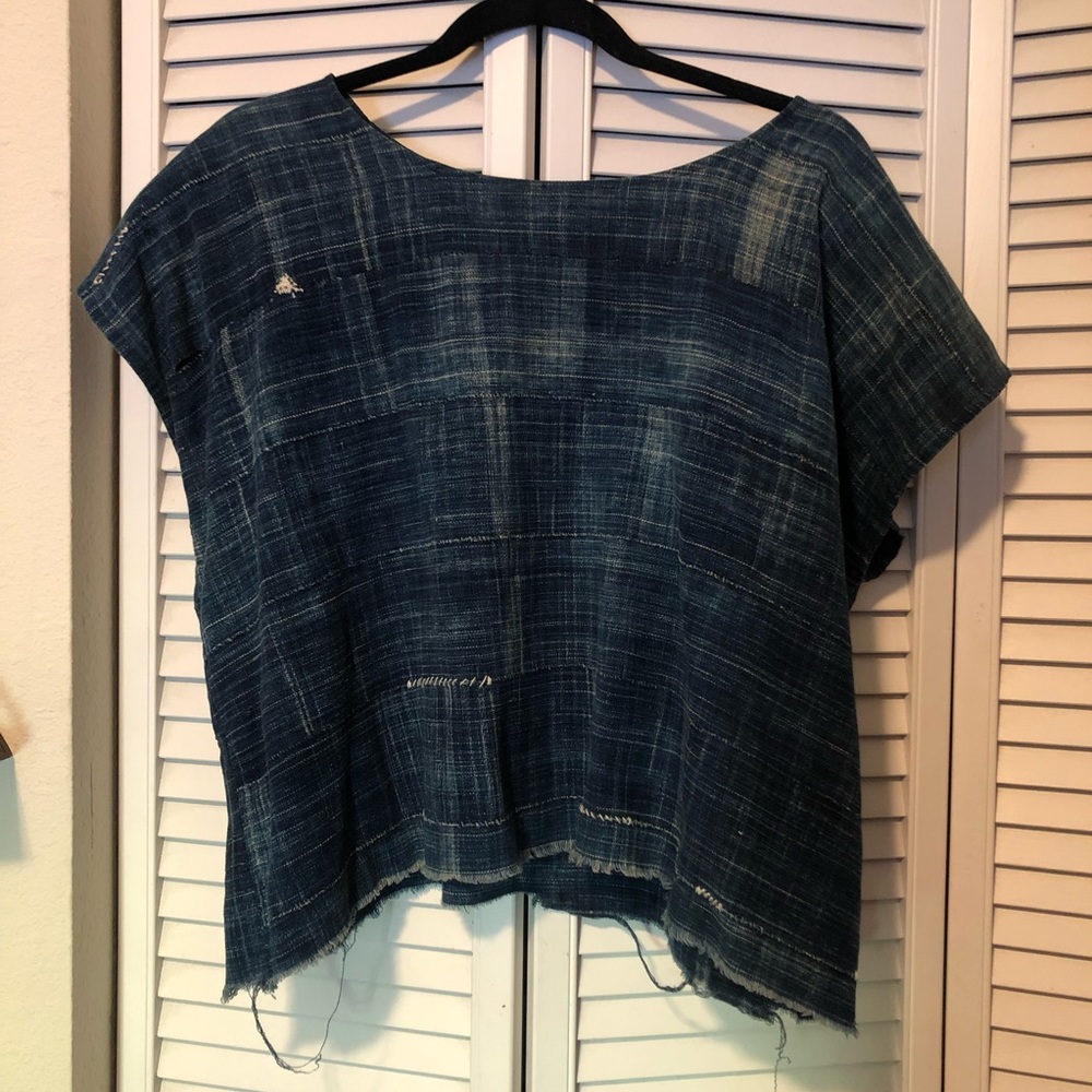 indigo mudcloth patchwork top by Mira Blackman